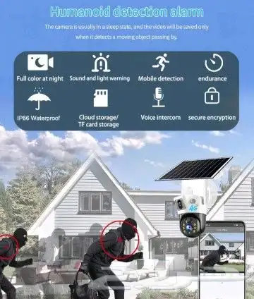 كاميرا مراقبة 4k بالطاقة الشمسية بشريحه عدستين 4