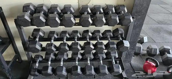 اوزان دمبل سداسي دنابل رياضية مستعمل Hex Rubber Dumbbell 0