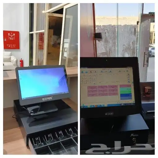 جهاز كاشير جديد ومستخدم لمس وبدون كاشير مطعم تموينات كافي 0