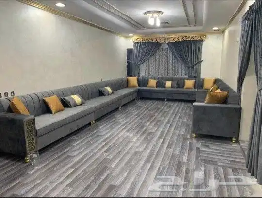 كنب متصل حرف U تفصيل حسب الطلب زوايه 1