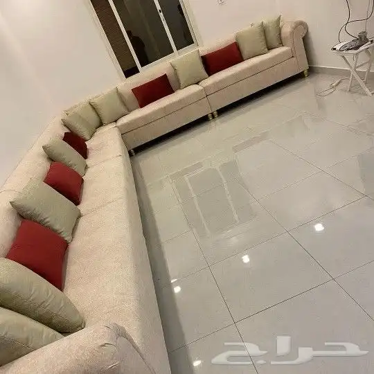 كنب متصل حرف U تفصيل حسب الطلب زوايه 0