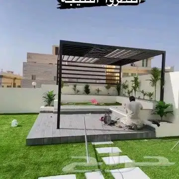 تنسيق حدائق جده ومكه جالست عشب صناعي خشب باركيه شلالات نواف 7