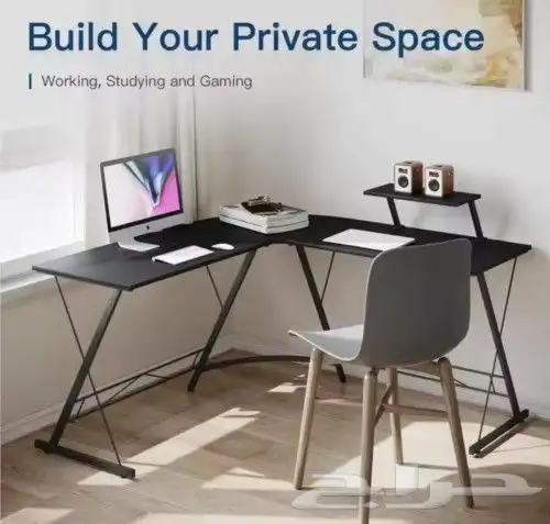 مكتب كمبيوتر بتصميم أنيق على شكل حرف  L 4