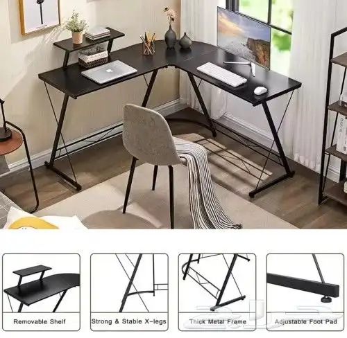 مكتب كمبيوتر بتصميم أنيق على شكل حرف  L 7