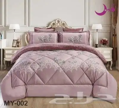 مفرش 6 قطع نفرين شتوي وجهين وجه مخمل وجه فرو 0