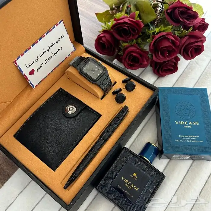 طقم بوكس رجالي ساعة قلم كبك عطر محفظة 3