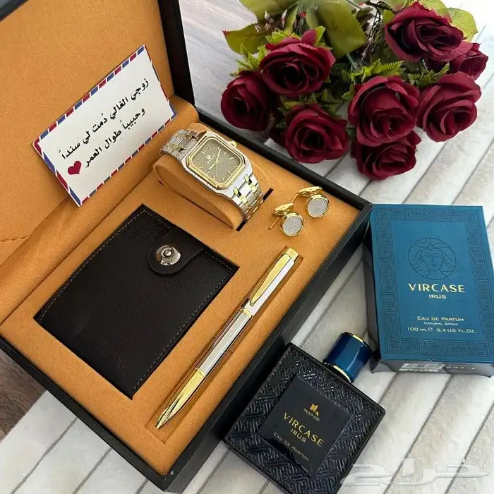 طقم بوكس رجالي ساعة قلم كبك عطر محفظة 0