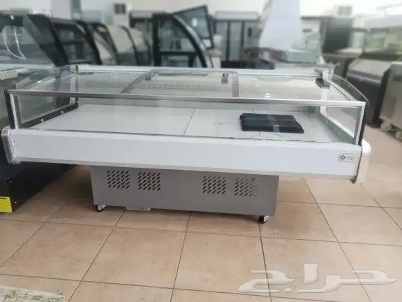 ثلاجة عرض أسماك أجبان لحوم طازجة باب سحاب زجاج أحجام مختلفة 24