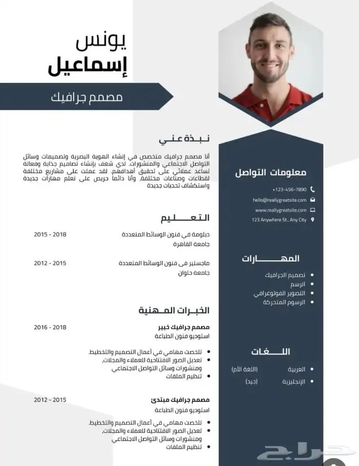 سيرة ذاتيه مميزه ( يوجد رسميه- ملونه) (عربي- انقليزي) 1