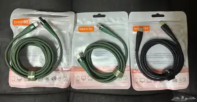 كيبلات متنوعه تايبc وusb اطوال مختلفه وكلها معتمده من ابل 3