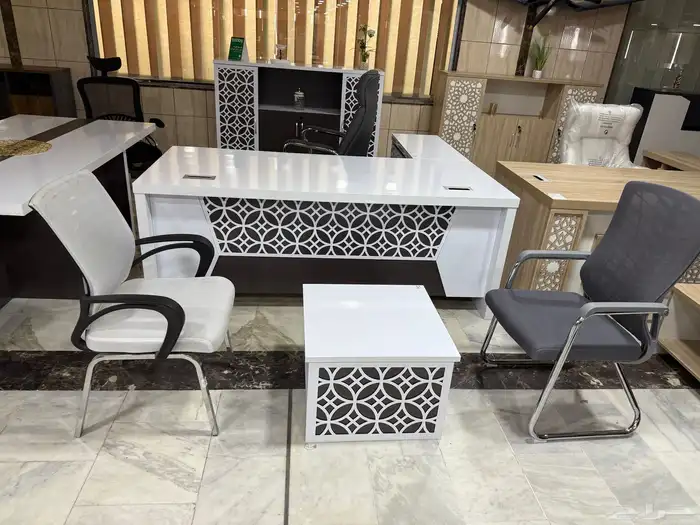 مكاتب طقم ابيض مكاتب مدير مكاتب العصريه مودرن كنب مكتبي جده 4