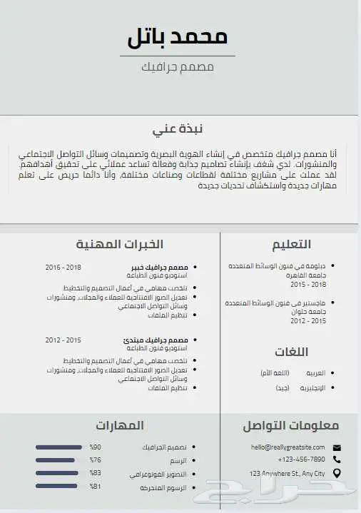 تصميم سيرة ذاتية باحترافية cv 1