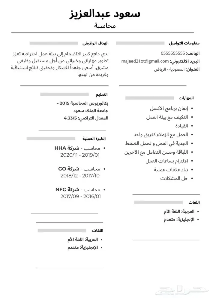 تصميم سيرة ذاتية احترافية CV 9