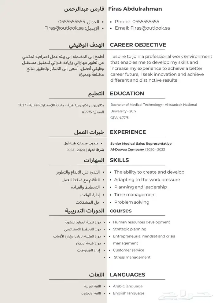 تصميم سيرة ذاتية احترافية CV تتبع نظام ال ATS 5