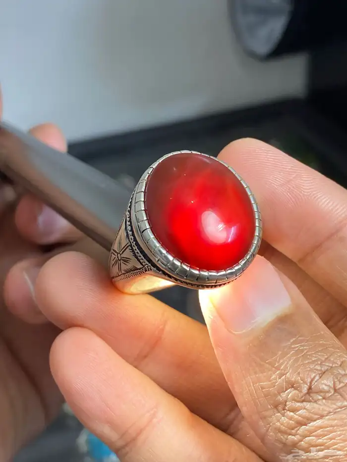 خاتم عقيق يماني كبدي صياغة الشريف ( 3 خواتم ) 5