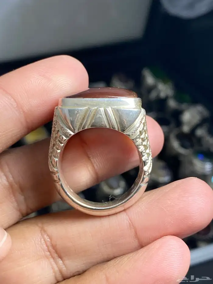 خاتم عقيق يماني مزعفر حمادة vip ( خاتمين ) 6