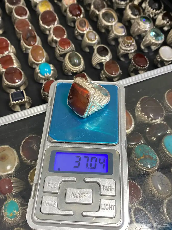 خاتم عقيق يماني مزعفر حمادة vip ( خاتمين ) 7