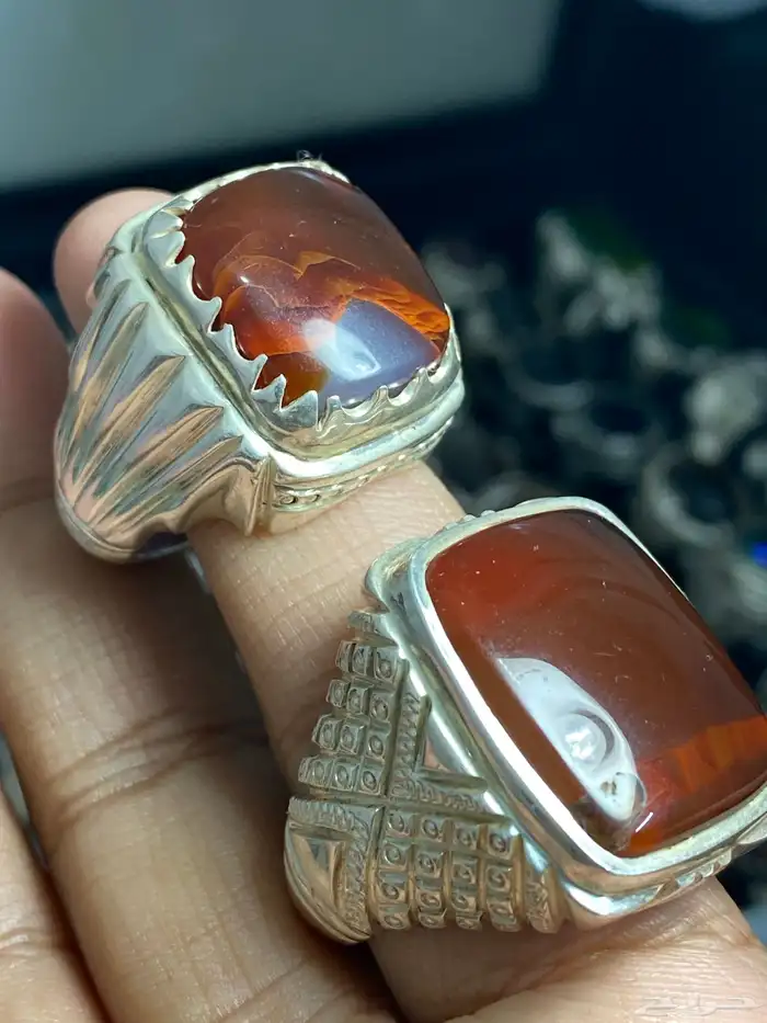 خاتم عقيق يماني مزعفر حمادة vip ( خاتمين ) 0