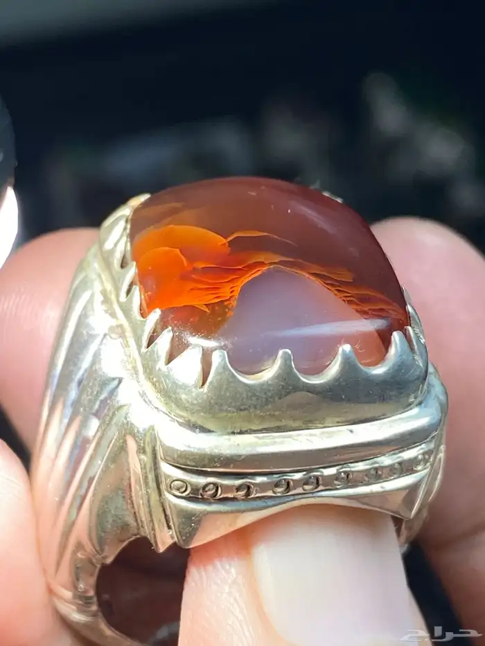 خاتم عقيق يماني مزعفر حمادة vip ( خاتمين ) 2