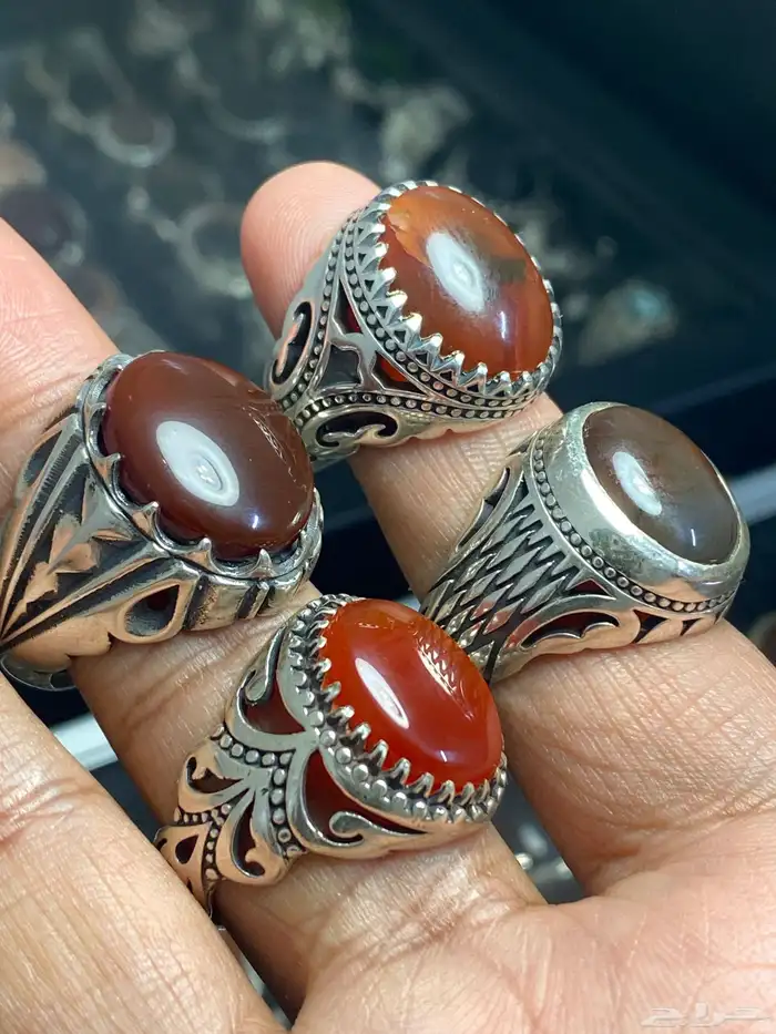 خاتم عقيق يماني صياغة حمزة ( 4 خواتم ) 0