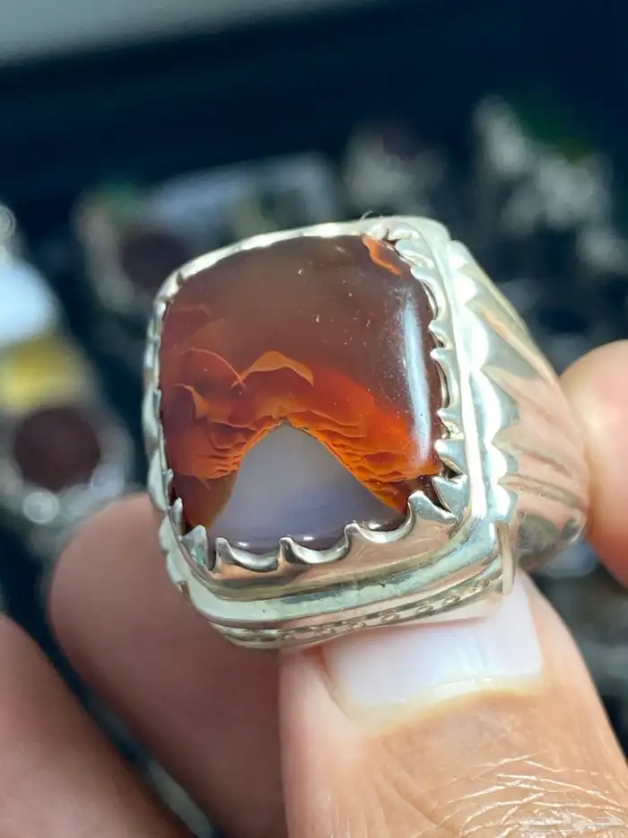 خاتم عقيق يماني مزعفر حمادة vip ( خاتمين ) 1