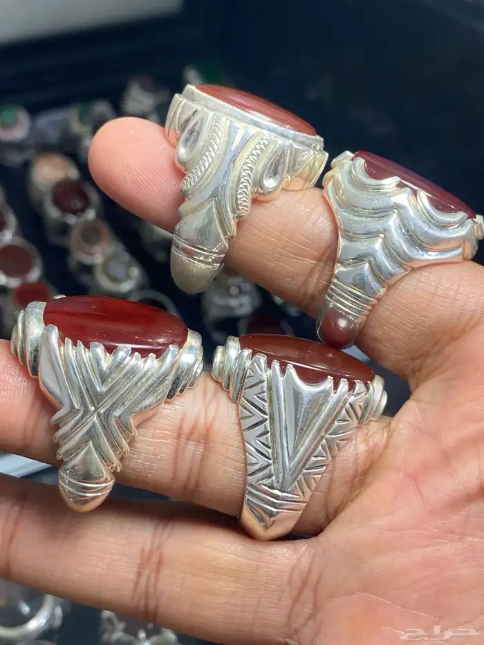 خاتم عقيق يماني كبدي حمادة vip ( 4 خواتم ) 1