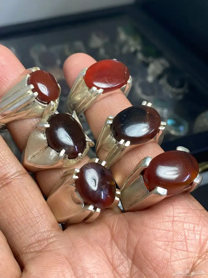 خاتم كرزي وكبدي يماني ملكي ومتوسط ( 6 خواتم ) 0