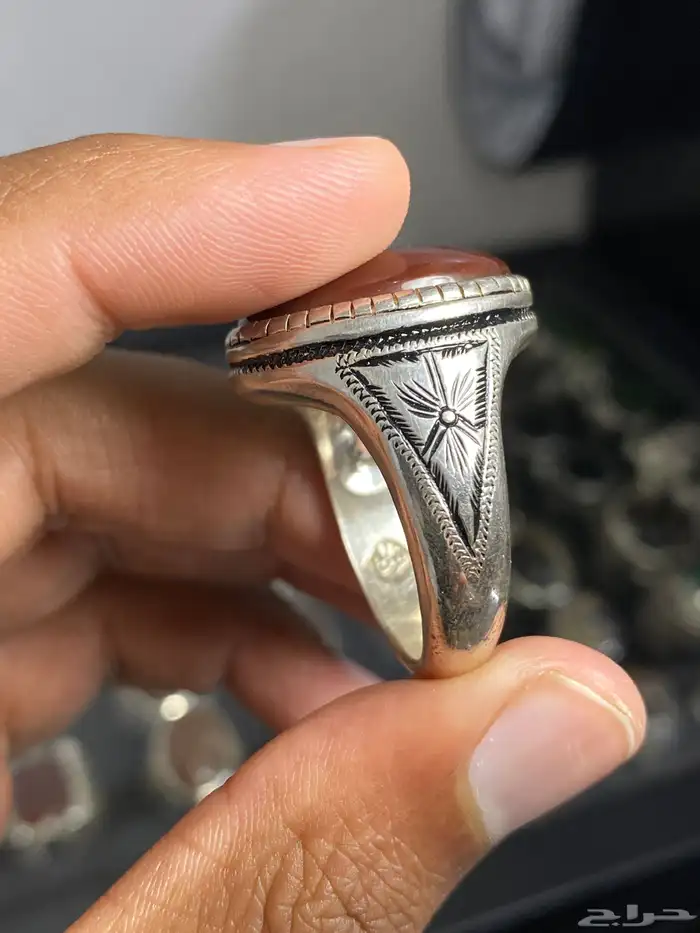 خاتم عقيق يماني كبدي صياغة الشريف ( 3 خواتم ) 6