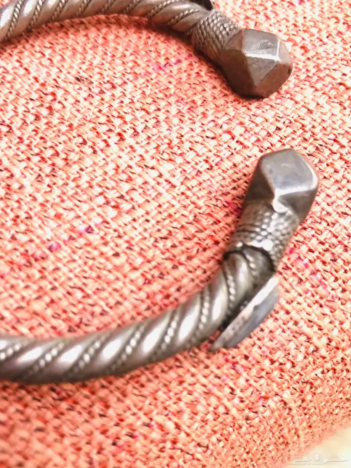 سوار فضة قديم بدوي مبروم بحجر تركواز فيروز انتيك ثقيل 9