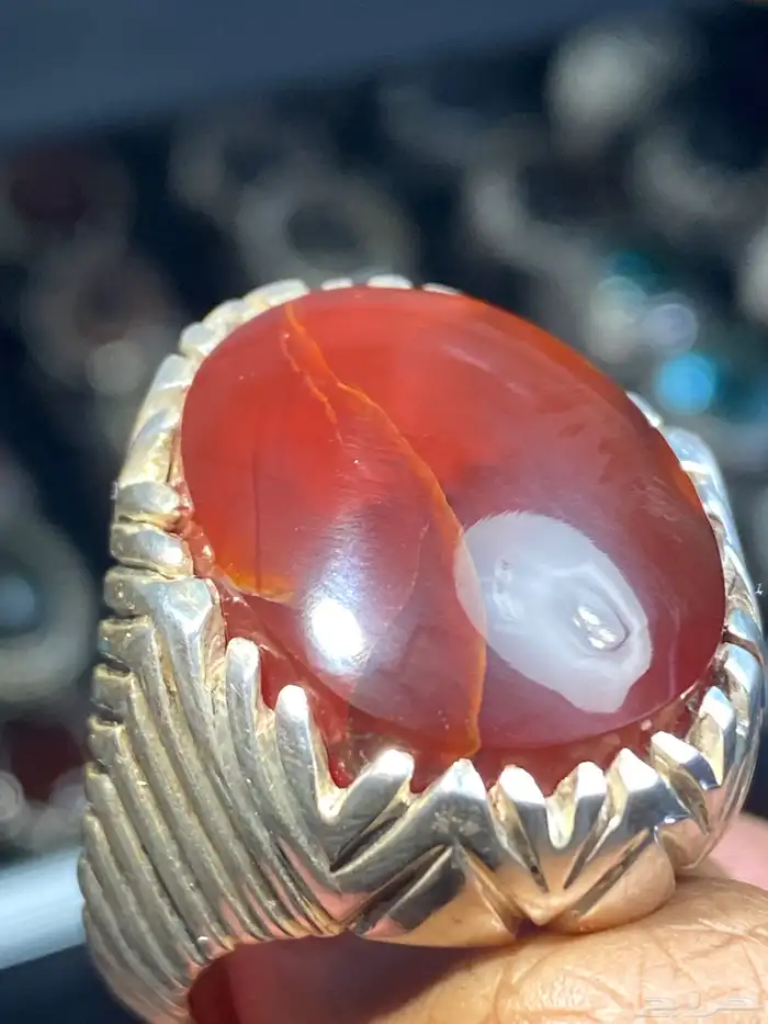 خاتم عقيق يماني كرزي مزعفر ( 4 خواتم ) 9