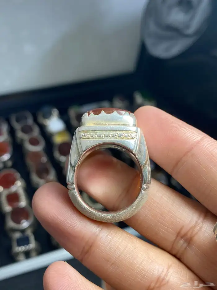 خاتم عقيق يماني مزعفر حمادة vip ( خاتمين ) 3