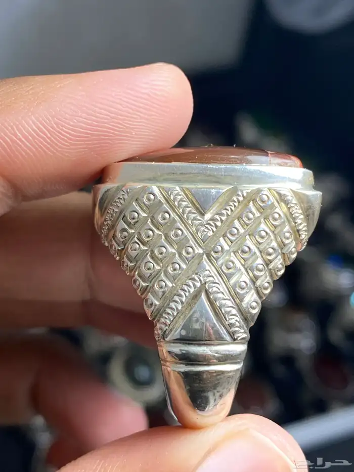 خاتم عقيق يماني مزعفر حمادة vip ( خاتمين ) 5