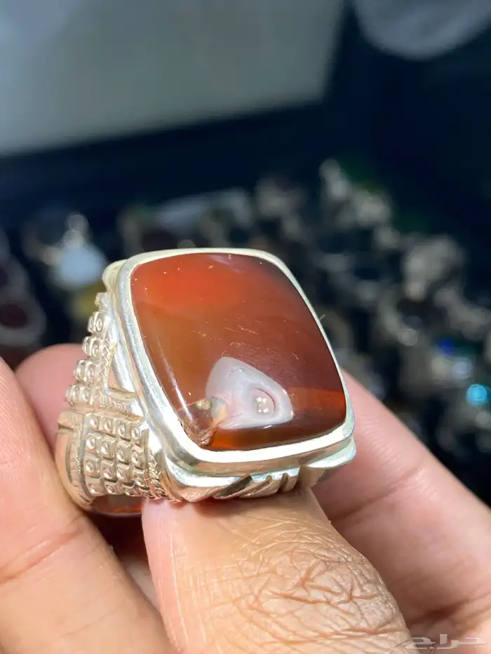 خاتم عقيق يماني مزعفر حمادة vip ( خاتمين ) 4