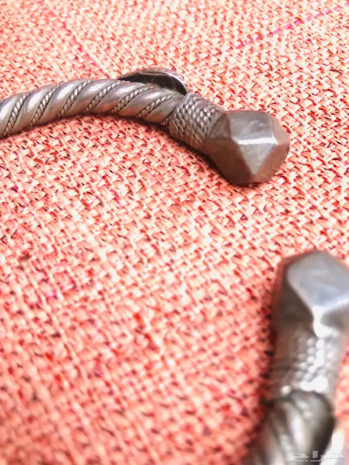 سوار فضة قديم بدوي مبروم بحجر تركواز فيروز انتيك ثقيل 7