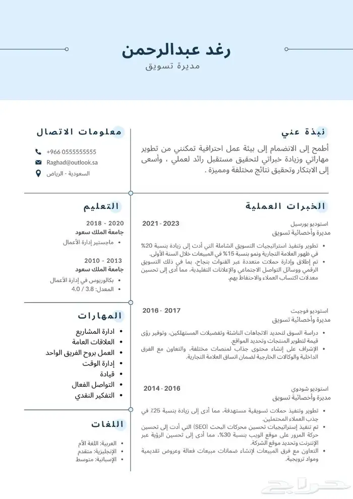 تصميم سيرة ذاتية احترافية CV متوافقة مع نظام ATS 6