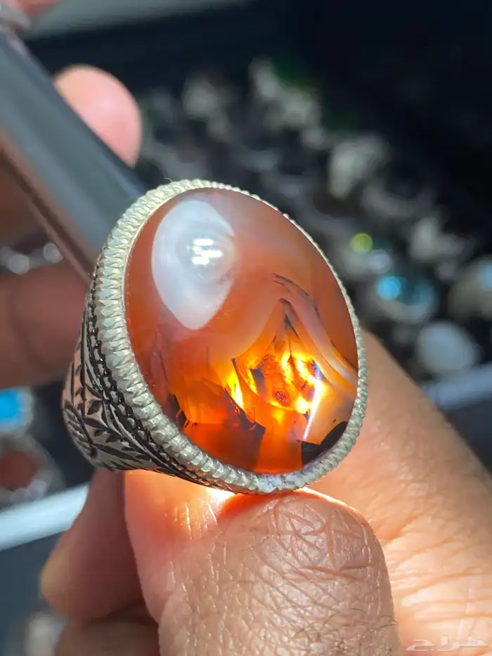 خاتم عقيق يماني كبدي صياغة عارف ( 3 خواتم ) 4