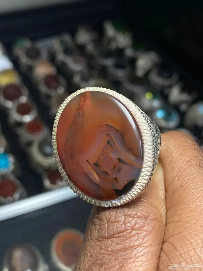 خاتم عقيق يماني كبدي صياغة عارف ( 3 خواتم ) 5