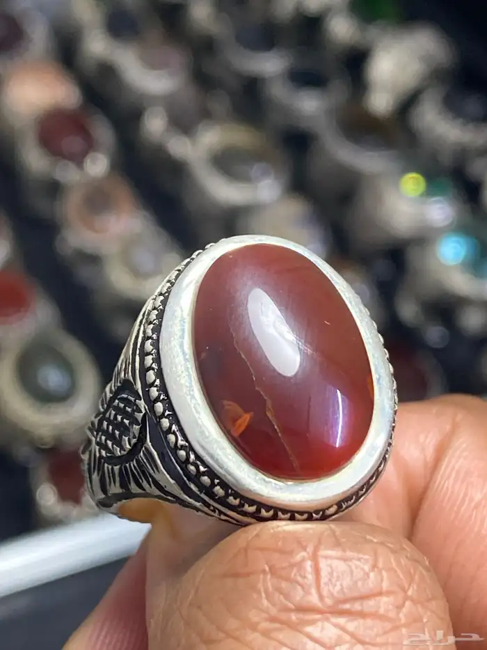 خاتم عقيق يماني كبدي صياغة عارف ( 3 خواتم ) 2