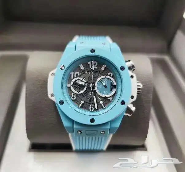 ساعات ماركة هووبلييت نادرة لون تيفاني مكينة شفافة ساعة رجالي 4