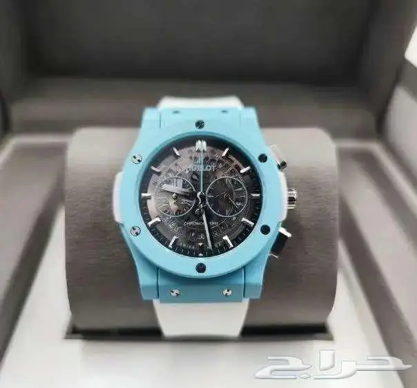 ساعات ماركة هووبلييت نادرة لون تيفاني مكينة شفافة ساعة رجالي 10