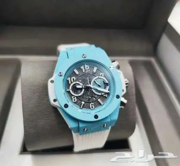 ساعات ماركة هووبلييت نادرة لون تيفاني مكينة شفافة ساعة رجالي 11