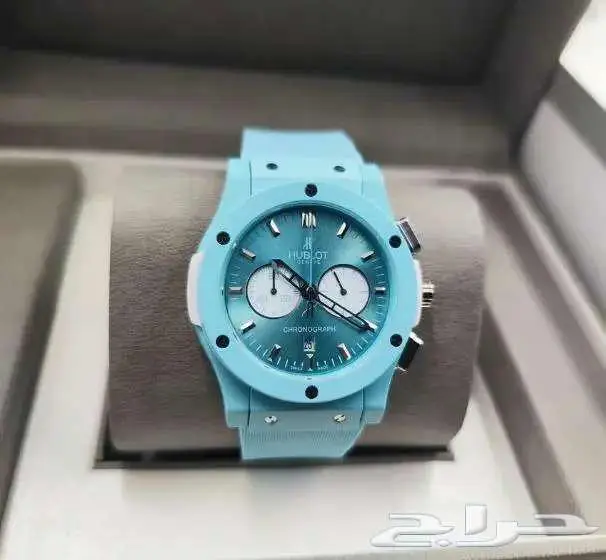 ساعات ماركة هووبلييت نادرة لون تيفاني مكينة شفافة ساعة رجالي 3