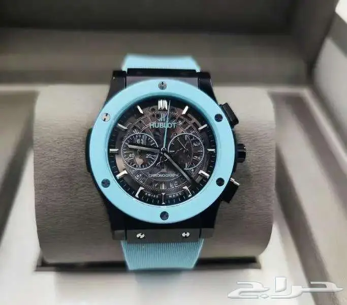 ساعات ماركة هووبلييت نادرة لون تيفاني مكينة شفافة ساعة رجالي 0