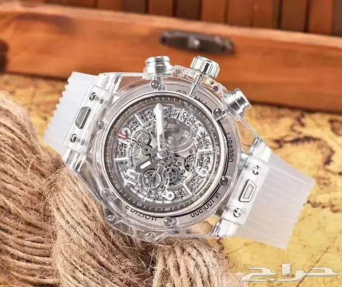 ساعات ماركة هووبلييت نادرة لون تيفاني مكينة شفافة ساعة رجالي 7