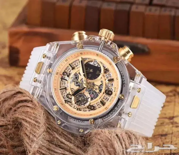 ساعات ماركة هووبلييت نادرة لون تيفاني مكينة شفافة ساعة رجالي 1