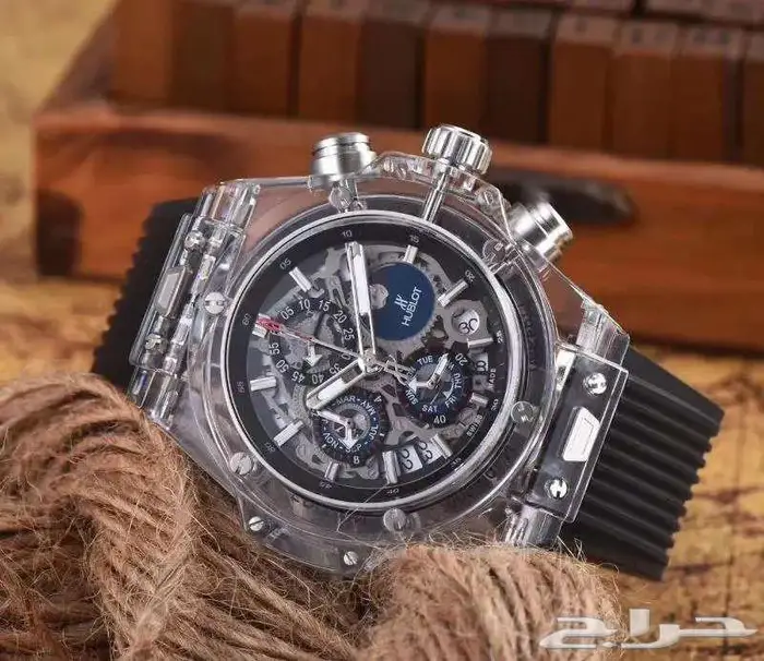 ساعات ماركة هووبلييت نادرة لون تيفاني مكينة شفافة ساعة رجالي 5