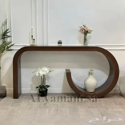 طاولة مدخل كونسول بني خشبي 0