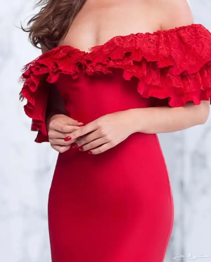 فستان سهرة أحمر من Tarik Ediz مقاس 10 Original 2