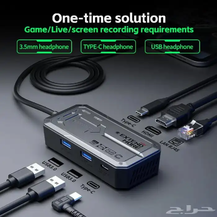 وصلة تايب سي 6in1   مدمج بها مروحة للتهوية   PLEXTONE 9