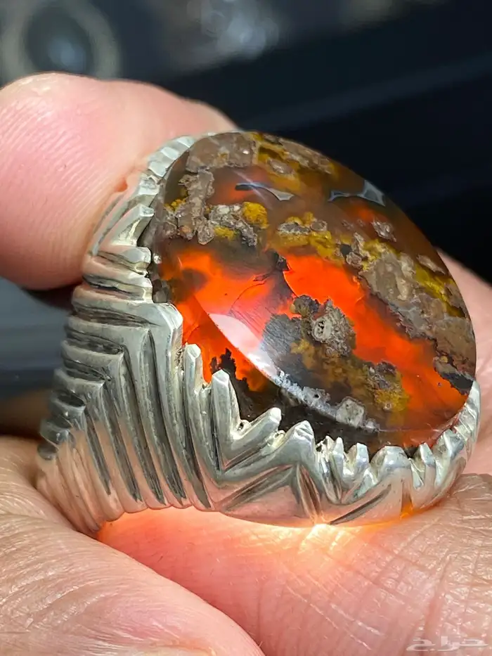 خاتم عقيق طحلبي بطن أحمر ( حمادة vip ) 2